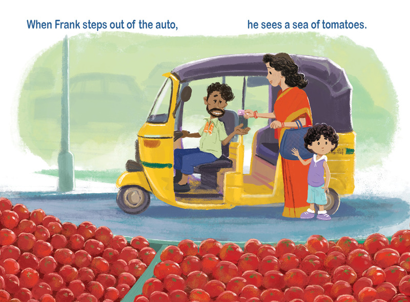 Artwork from 'Frank's Trip to the Market' book.