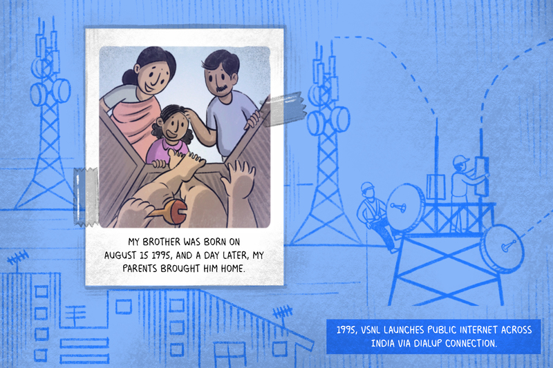Artwork from '25 Years of Internet In India' comic.