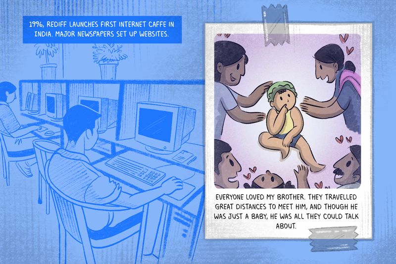 Artwork from '25 Years of Internet In India' comic.
