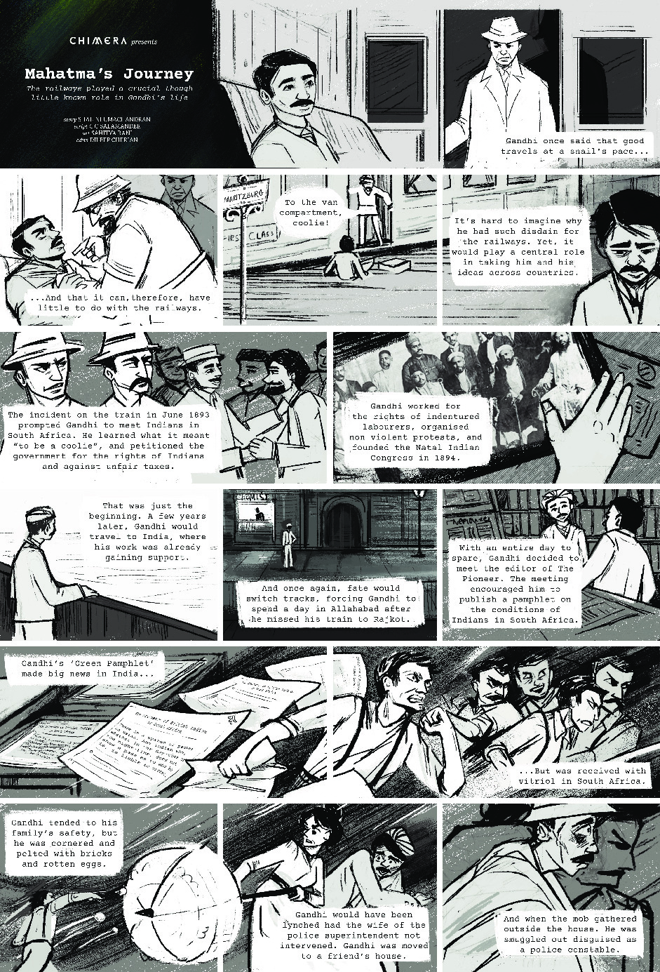 Artwork from 'Gandhi: Journey Train Comic' comic.