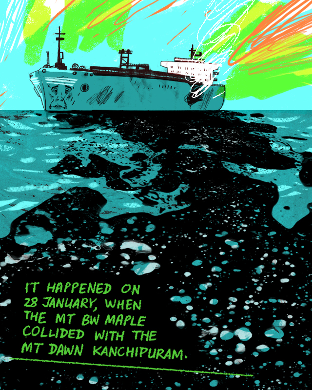 Artwork from 'Oil on water' comic.