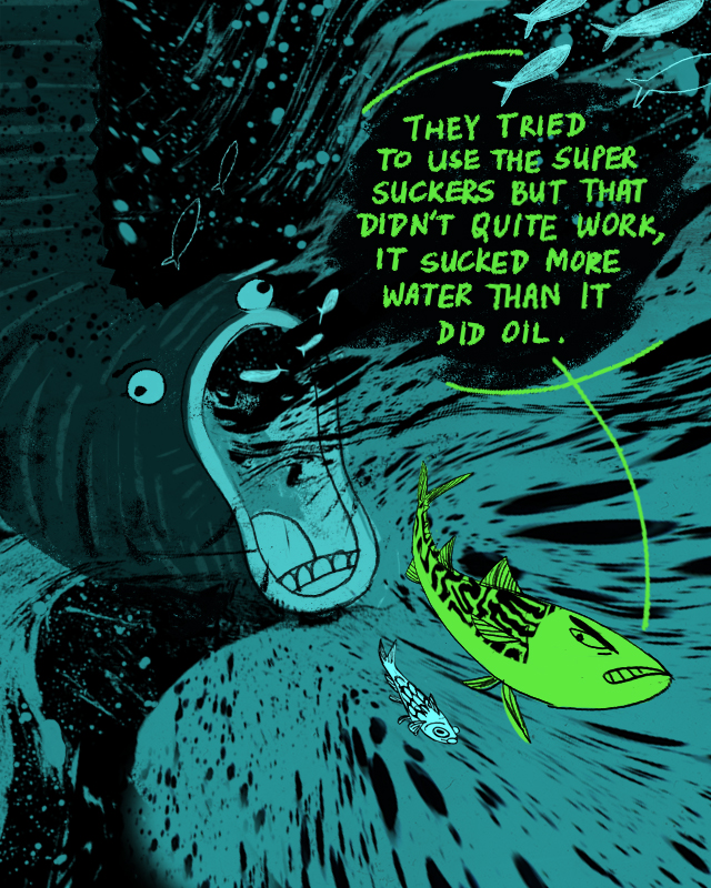 Artwork from 'Oil on water' comic.